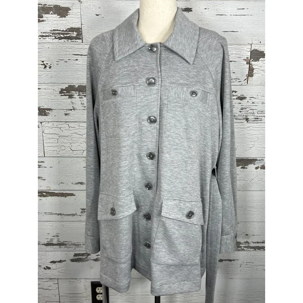 CABI Grab & Go Trench Coat in Heather Gray Sz L #6672 NWOT - Picture 4 of 7